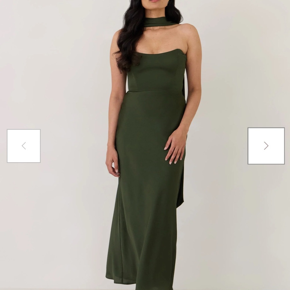 Elegant Olive Green Strapless Wedding Dress